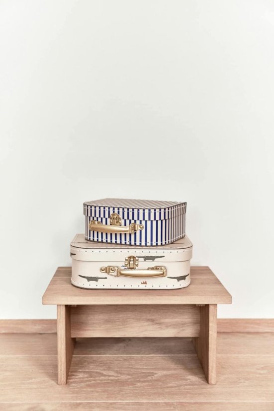 Sada dětských kufříků Crocodile & Stripe - Motiv: Krokodýl a pruhy - sada 2 kusů béžová