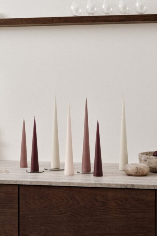 Designové kónické svíčky Cone Velvet Matt Black – černé, lakované, 37 cm, sada 2 ks