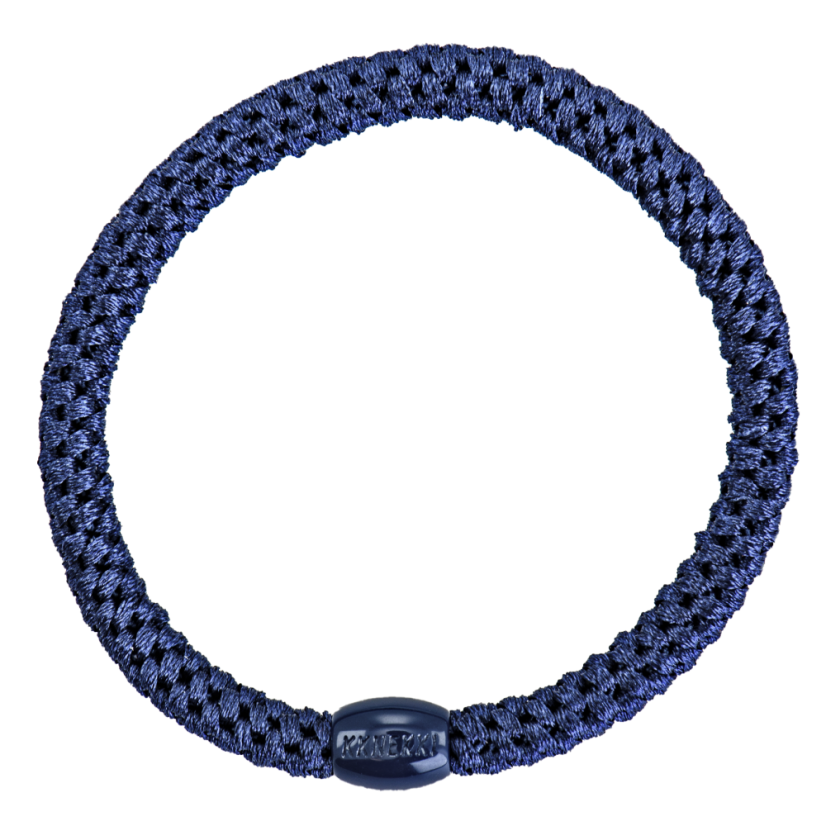 Tenká gumička do vlasů s korálkem – Navy Blue