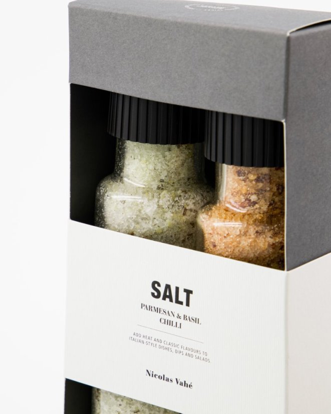 Dárková sada solí: parmazán s bazalkou & chilli