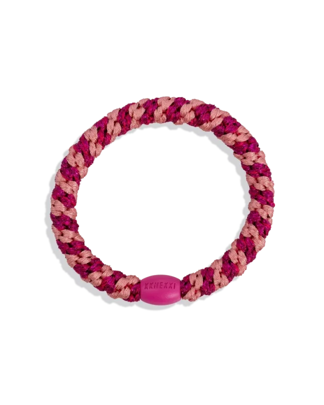 Gumička do vlasů Stripe Faded Rose Electric Pink Glitter