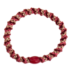 Tenká gumička do vlasů s korálkem – Bordeaux / Rose Gold