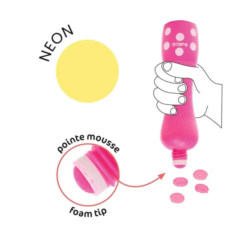 Neonové barvy v tubě s pěnovým hrotem