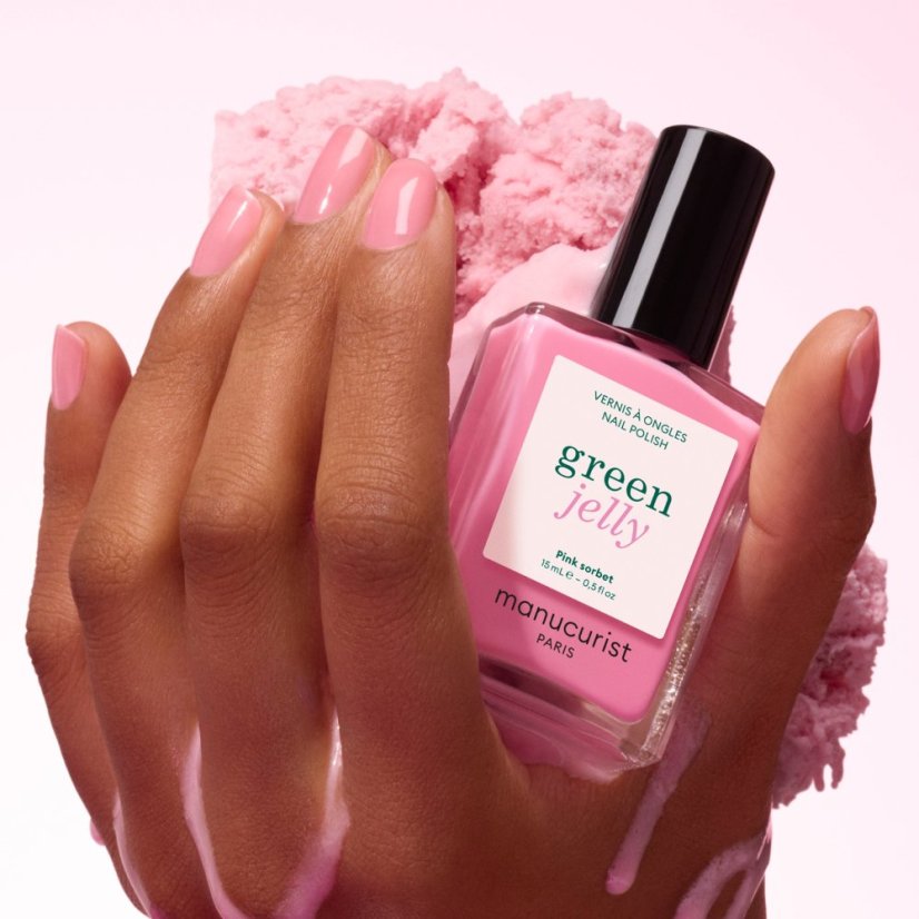 Green lak Jelly Pink Sorbet – přírodní lak na nehty s jelly efektem