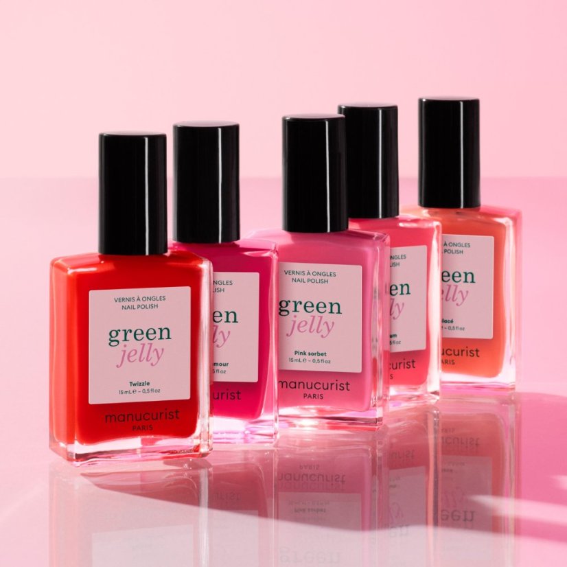 Green lak Jelly Pink Sorbet – přírodní lak na nehty s jelly efektem