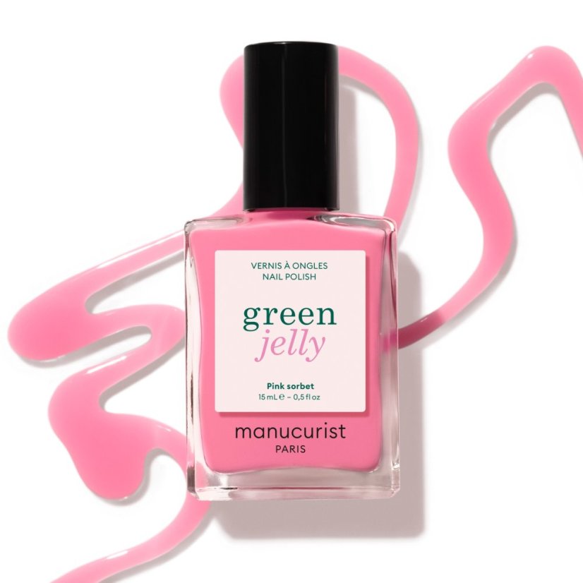 Green lak Jelly Pink Sorbet – přírodní lak na nehty s jelly efektem