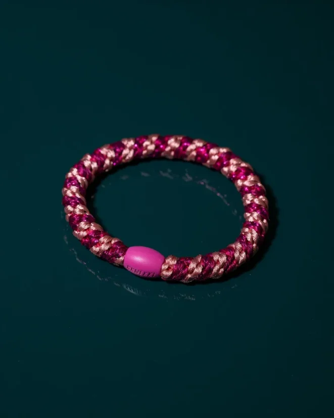 Gumička do vlasů Stripe Faded Rose Electric Pink Glitter