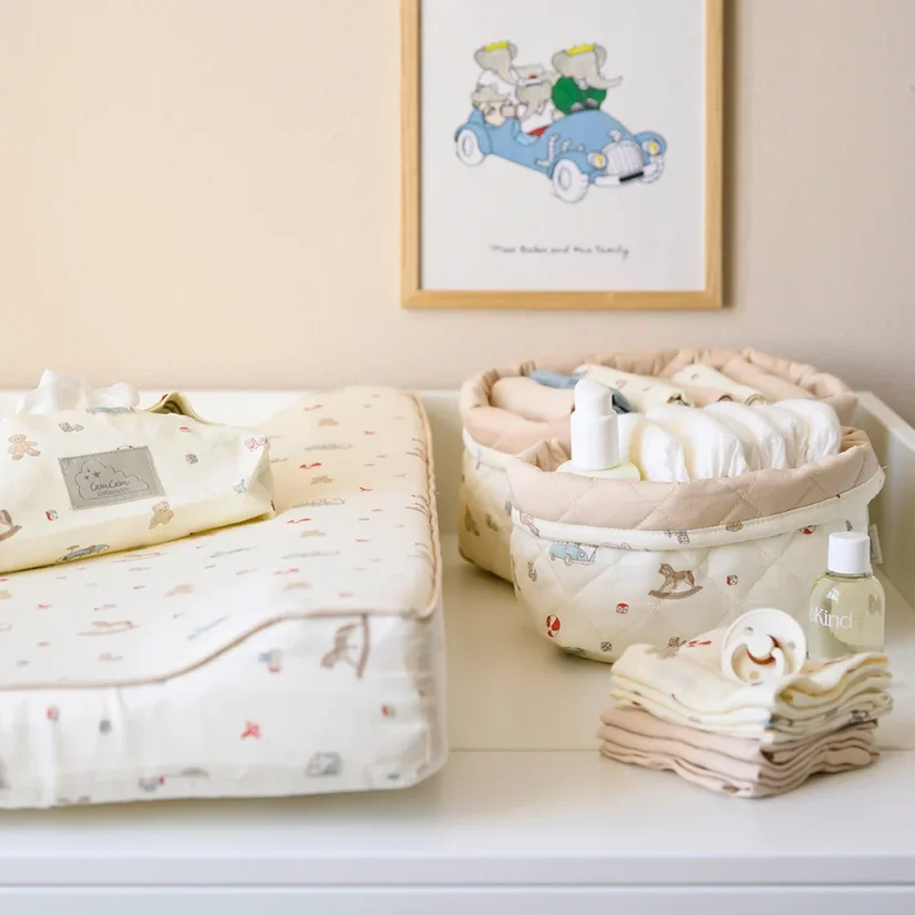 Sada 2 mušelínových plen s potiskem Vintage Toys, bio bavlna GOTS, 70 × 70 cm