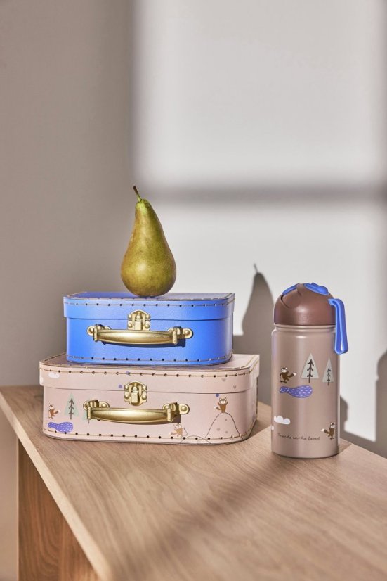 Dětská termoláhev s brčkem Friends in the Forest – 360 ml - Barva: Modrá