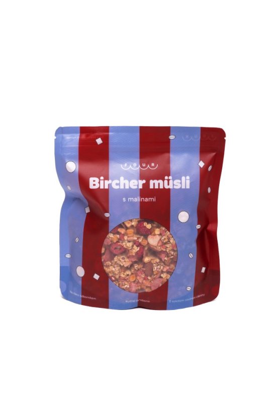 Bircher müsli s malinami – bezlepkové müsli s lyofilizovanými malinami