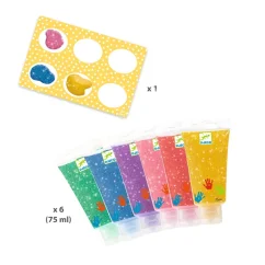 Třpytivé prstové barvy v tubě 6 ks – kreativní malování pro děti