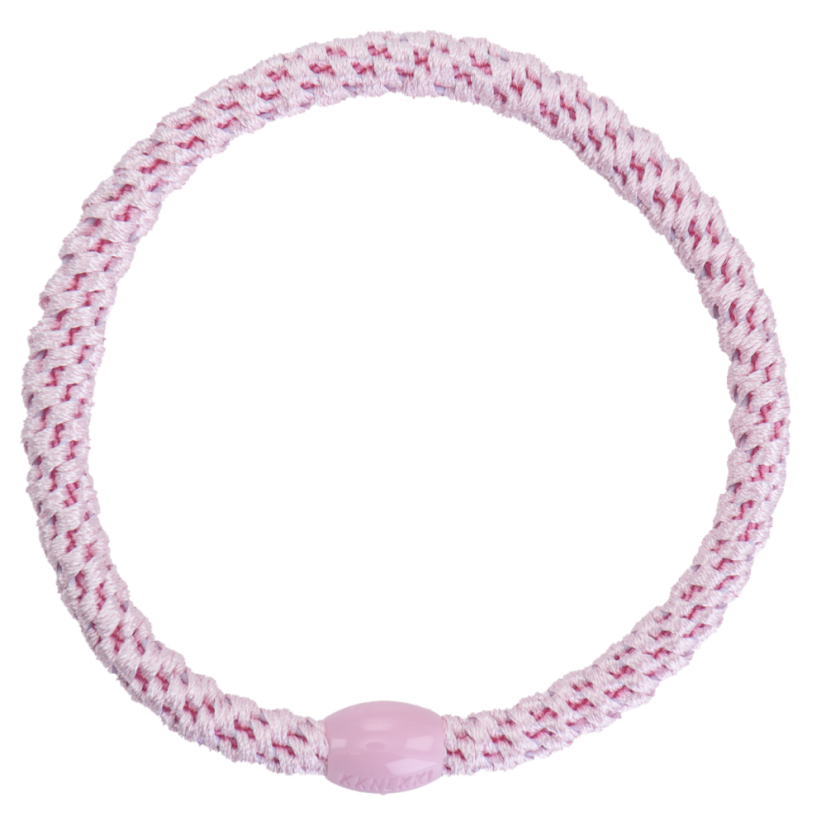 Tenká gumička do vlasů s korálkem – Pink