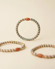 Slim gumička do vlasů Mix Terracotta Teal