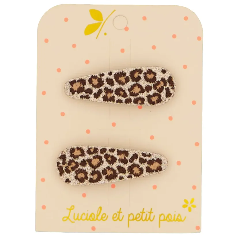 Třpytivé sponky do vlasů - leopardí vzor