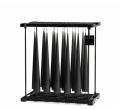 Designové kónické svíčky Cone Velvet Matt Black – černé, lakované, 37 cm, sada 2 ks