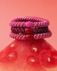 Gumička do vlasů s korálkem - Pink