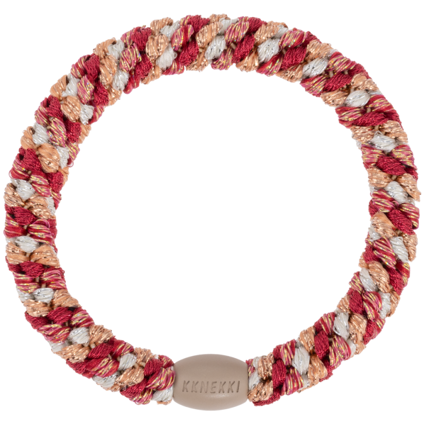 Gumička do vlasů s korálkem – Mix Raspberry Ivory Glitter