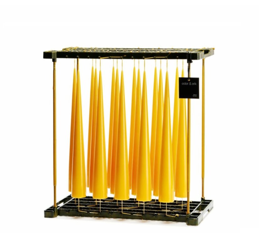 Designové kónické svíčky Cone Honey Balm – medově béžové, lakované, 37 cm, sada 2 ks