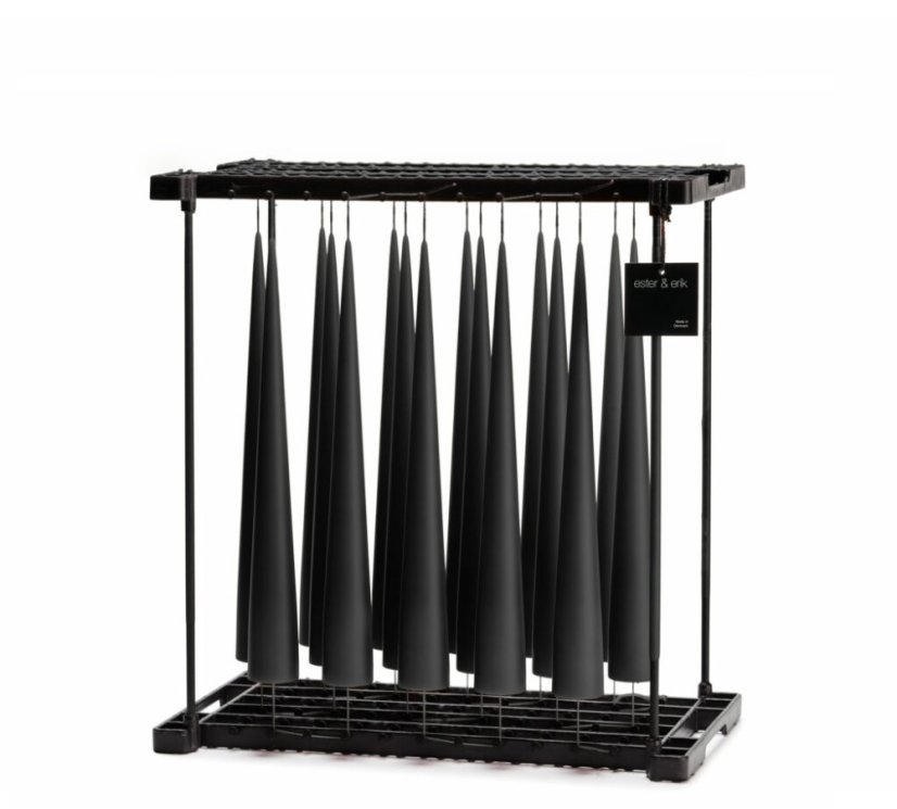 Designové kónické svíčky Cone Velvet Matt Black – černé, lakované, 37 cm, sada 2 ks