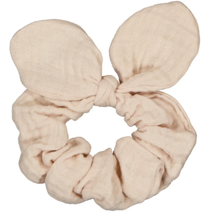 Bavlněná gumička do vlasů s mašlí - krémová