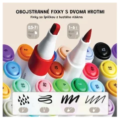 Přenosné oboustranné fixy 12 ks